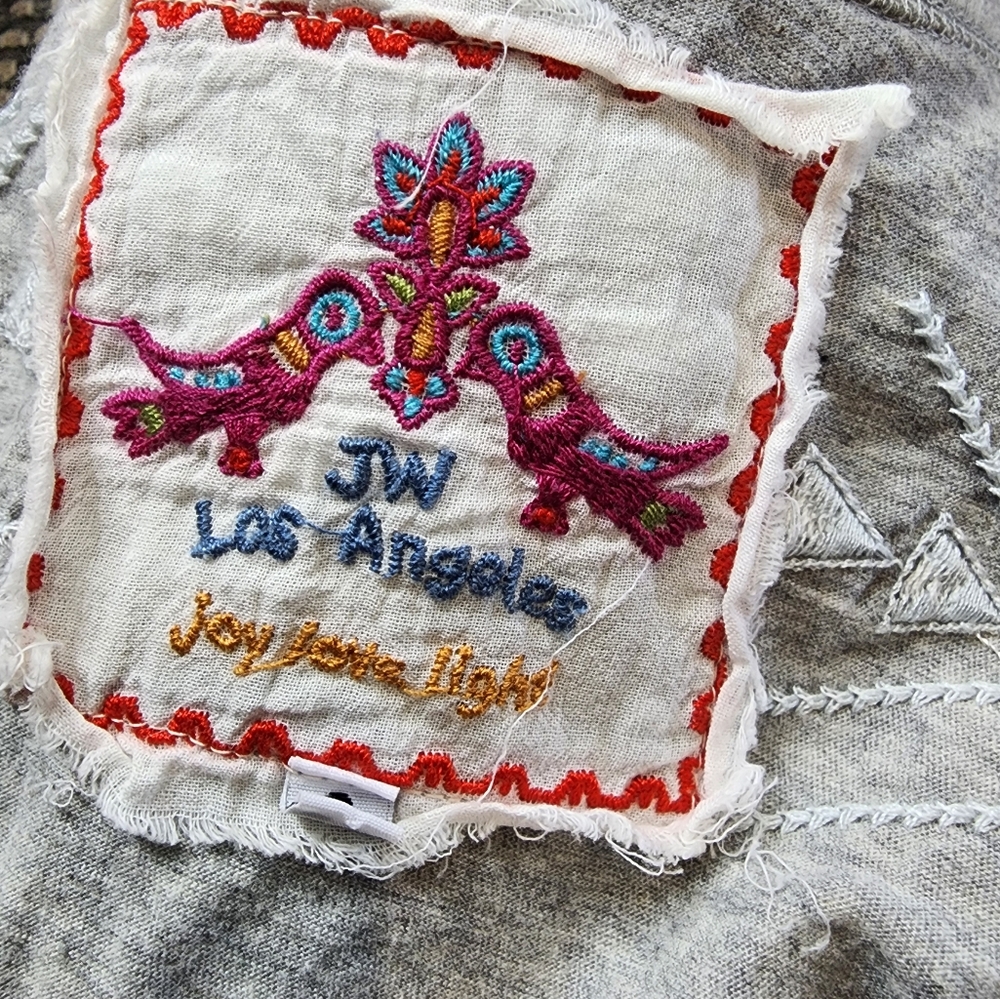 Johnny Was JWLA Short Sleeve Cotton Open Draped Cardigan Topper Embroidered S - Picture 6 of 8